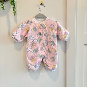 Bright Future Vintage Baby Girl One Piece Puffer Sleeper Alphabet Animal 0-3 mos